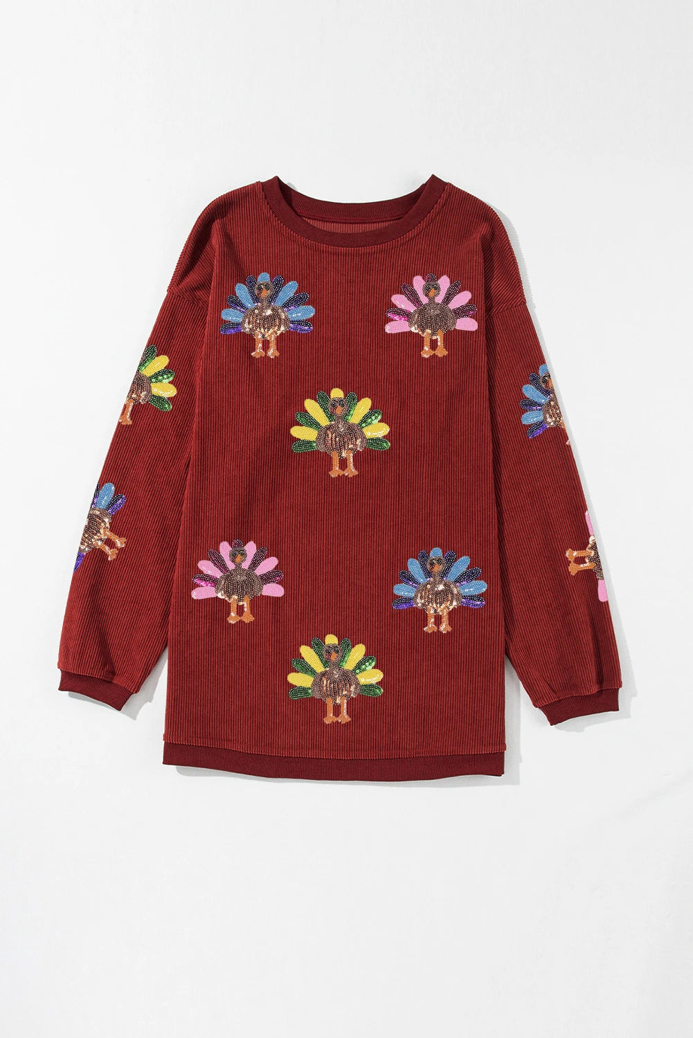Burgundy Corduroy Sequin Pullover (PREORDER)