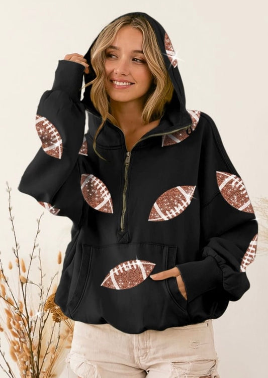 Black Football Sequin pullover Rts