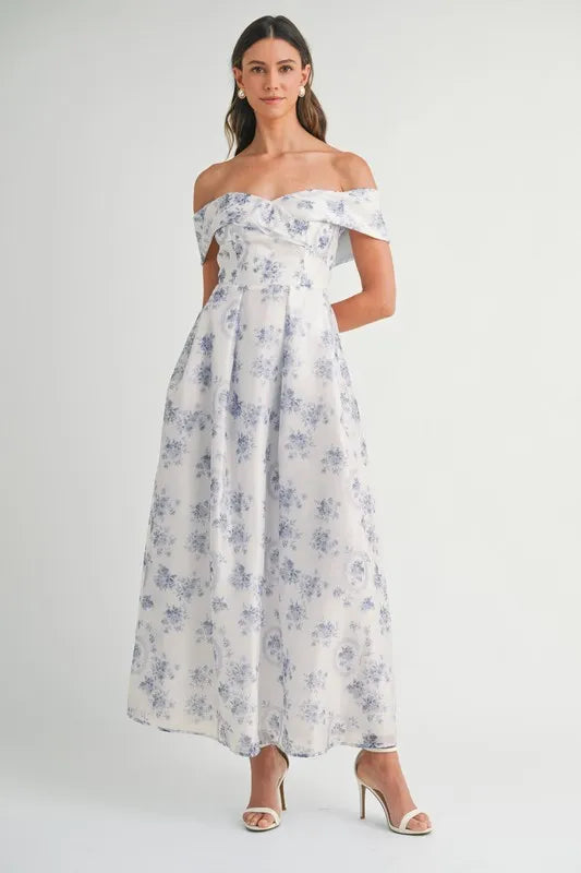 MABLE Floral Printed Off Shoulder Maxi Dress – Hazel Mae Boutique