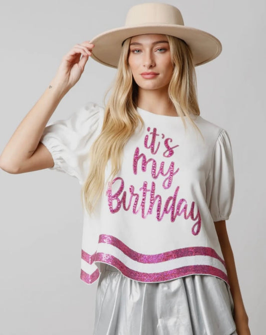 It’s my birthday sequin top WHITE