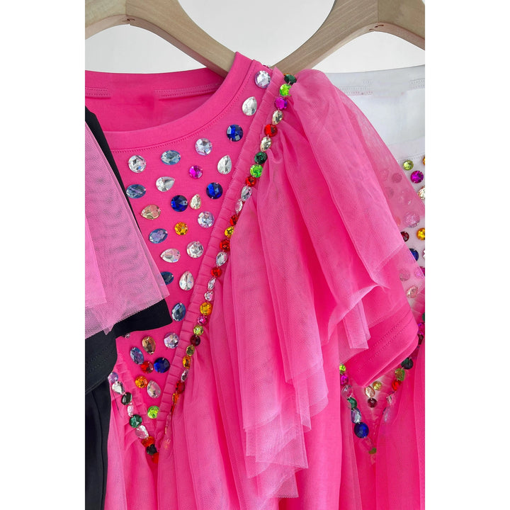 RUFFLES & RHINESTONE TOP RTS