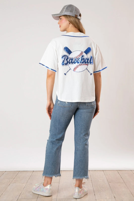 Baseball Jersey Top (PREORDER) WHITE