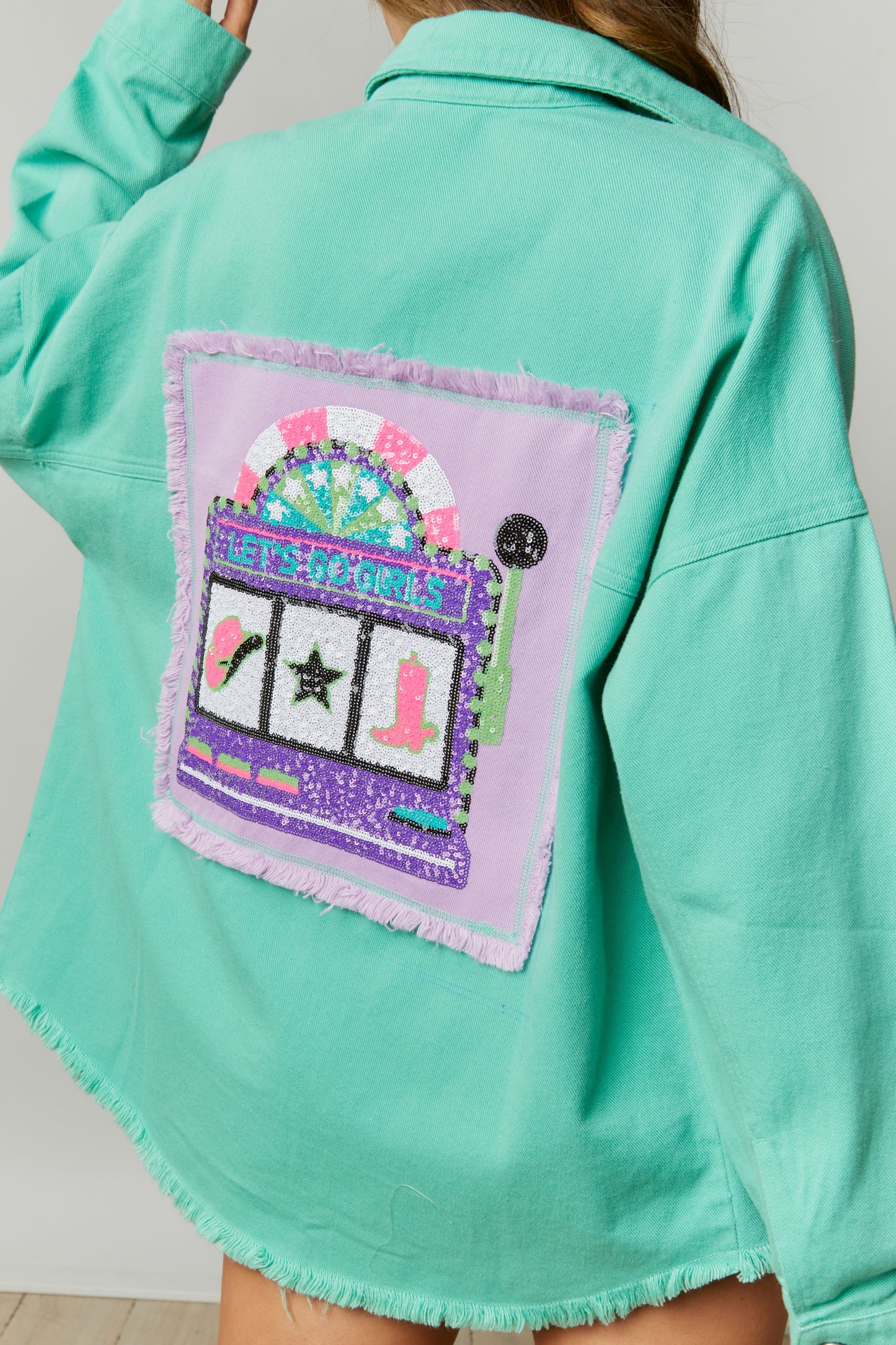 Teal and purple Casino 🎰 sequin SHACKET (short preorder)