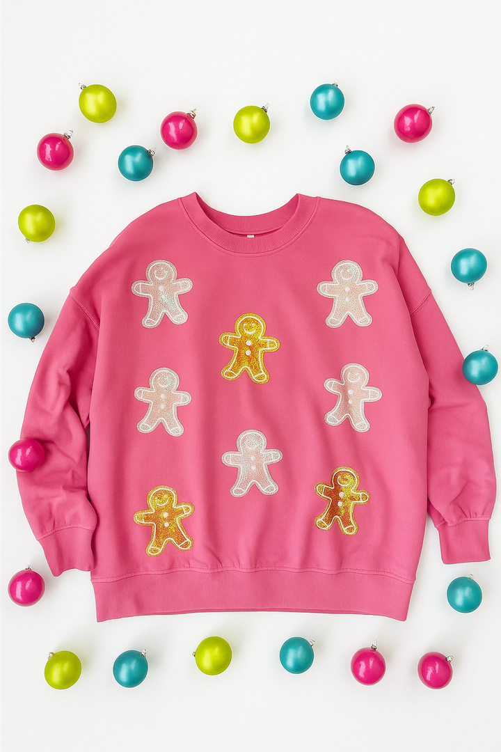PINK GINGERBREAD MAN PULLOVER RTS