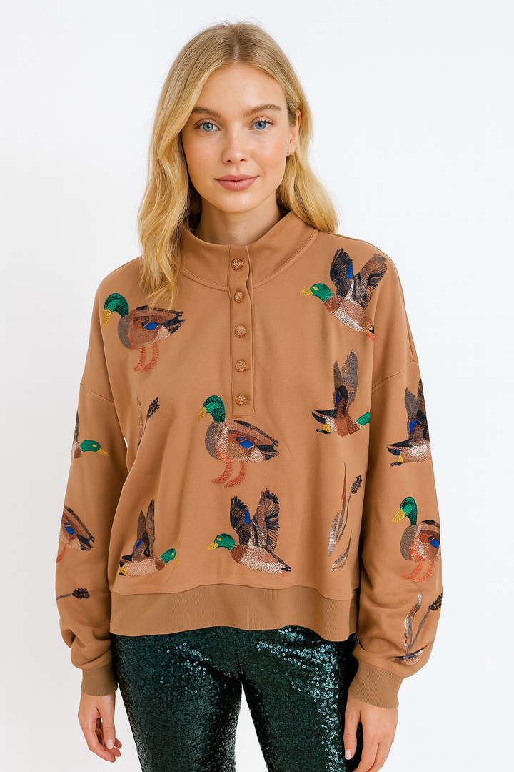 MALLARD SEQUIN DUCK HENLEY (PREORDER)