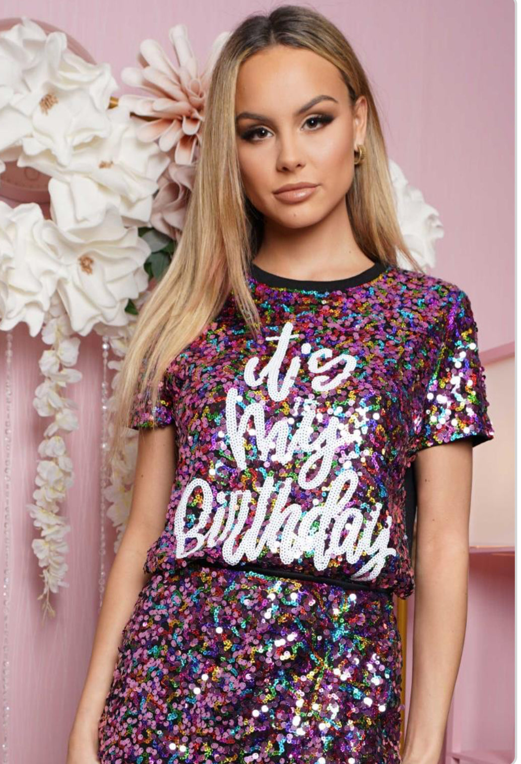 It’s my birthday multicolor sequin set (top and skirt)