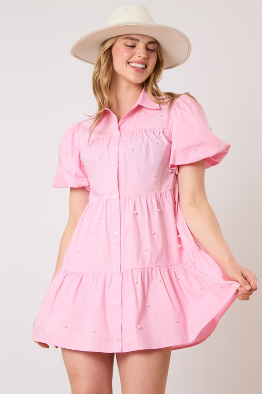 Pearl Mini Poplin Dress (short preorder)