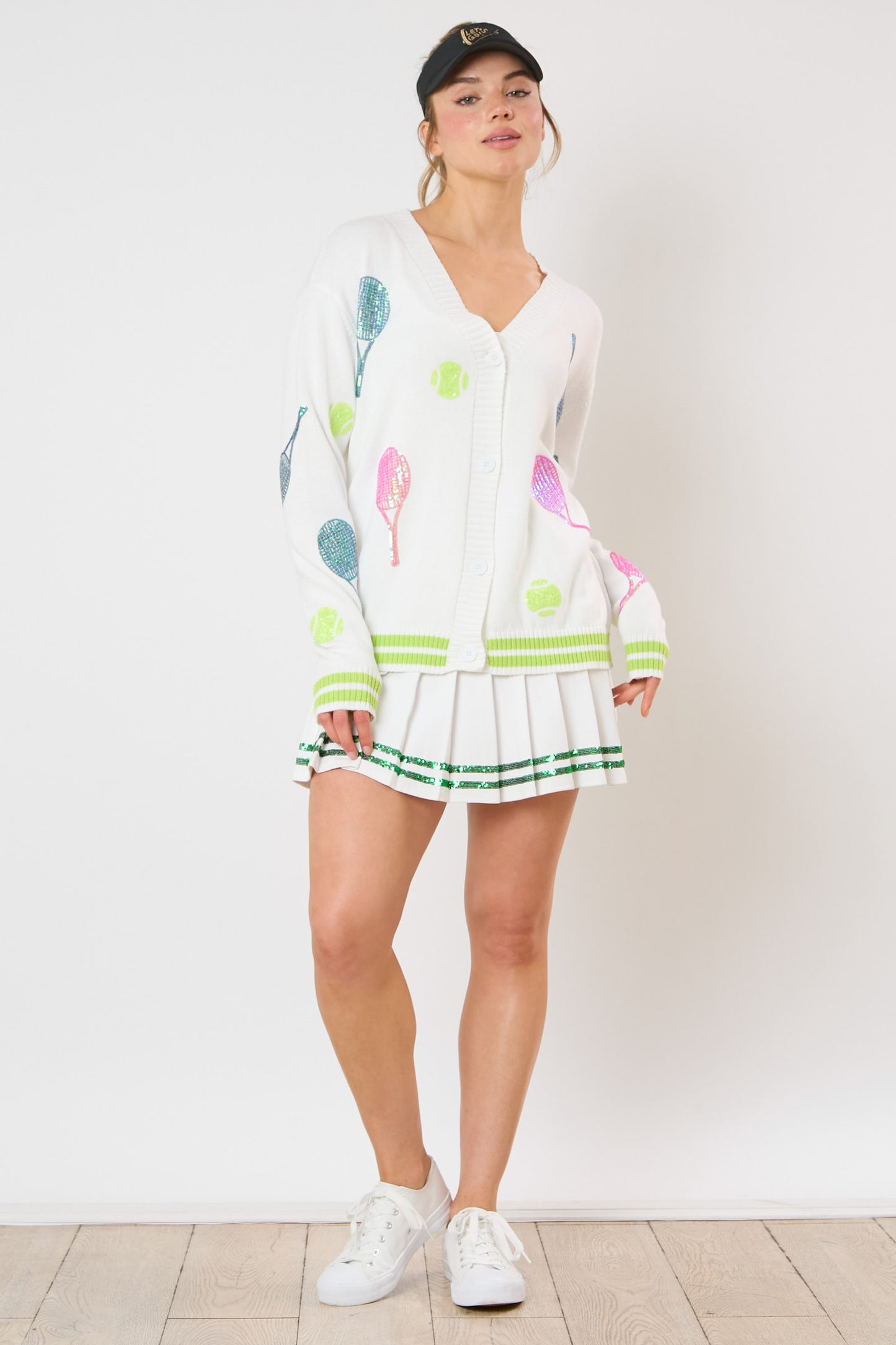 Neon Sequin Tennis Sweater (short preorder)