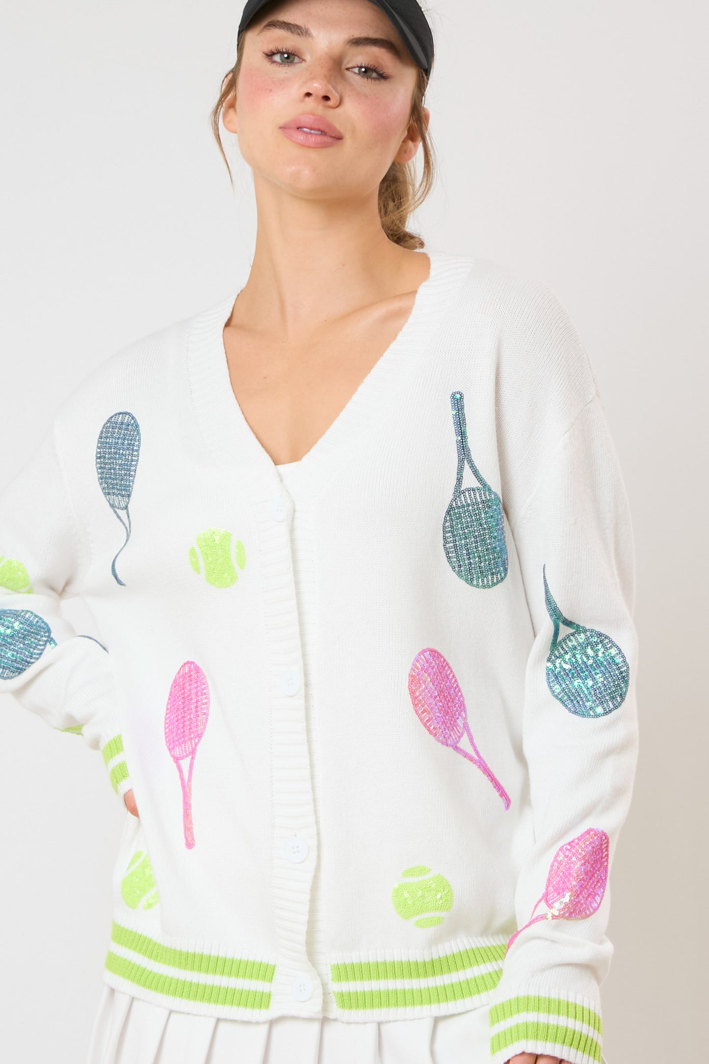 Neon Sequin Tennis Sweater (short preorder)