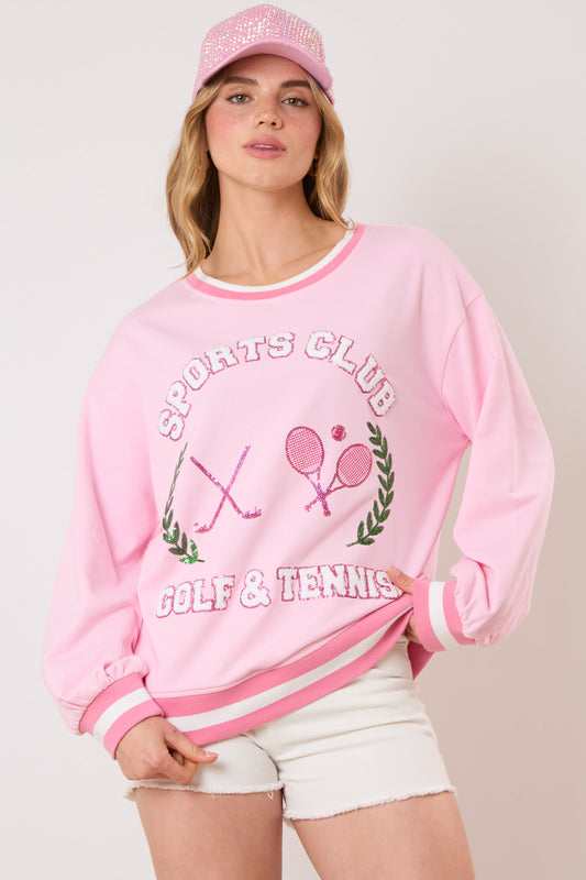 Pink Sports Club Golf & Tennis Pullover