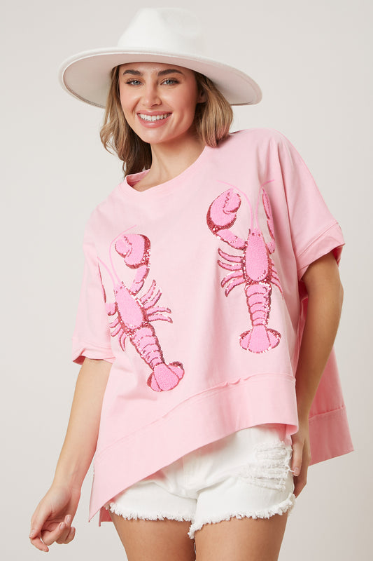 Pink Sequin Crawfish Top (short preorder)