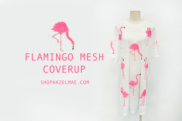 FLIRTY FLAMINGO SEQUIN MESH COVERUP RTS