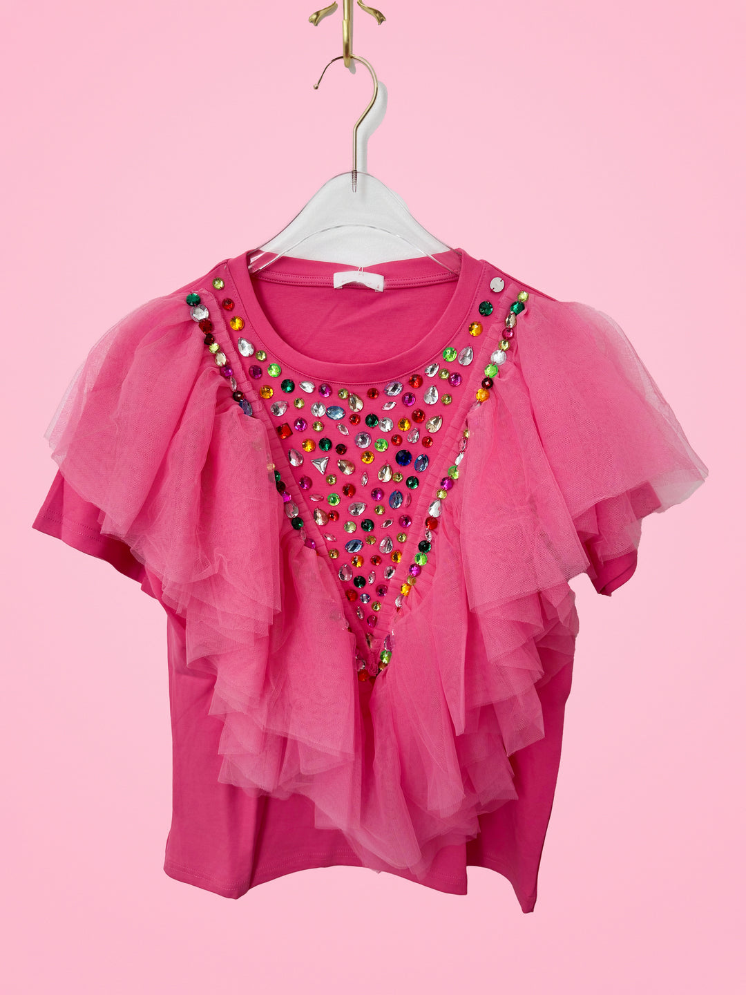 RUFFLES & RHINESTONE TOP RTS