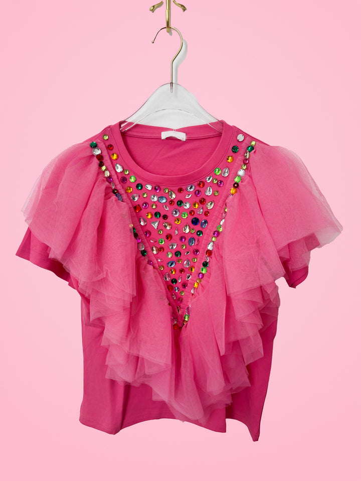 RUFFLES & RHINESTONE TOP RTS