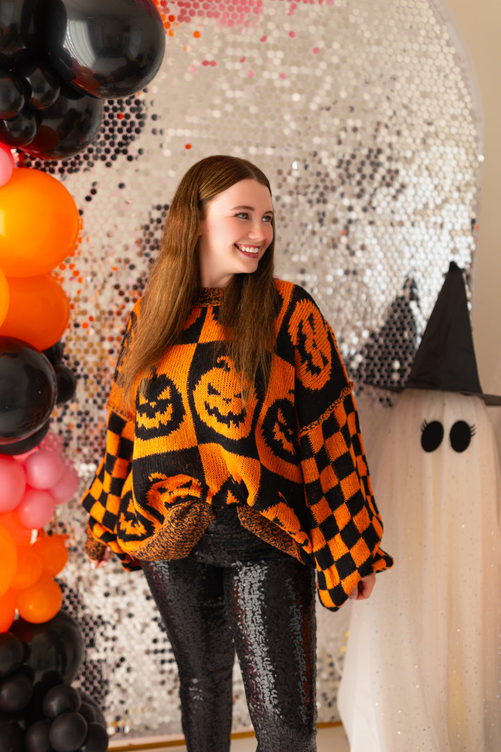 JACK O LANTERN COLOR BLACK SWEATER (ships 2-3 weeks)