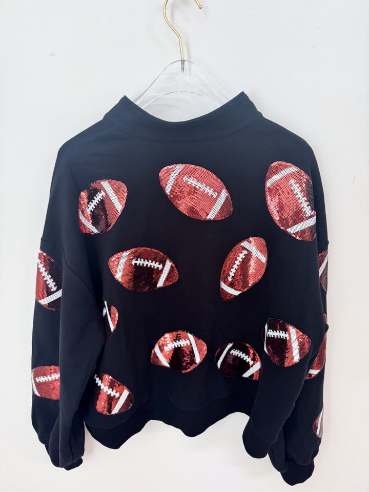 GAME DAY FOOTBALL BLACK HENLEY (PREORDER)