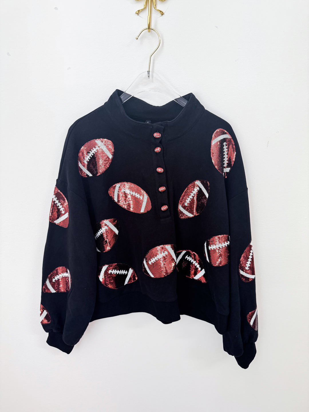 GAME DAY FOOTBALL BLACK HENLEY (PREORDER)