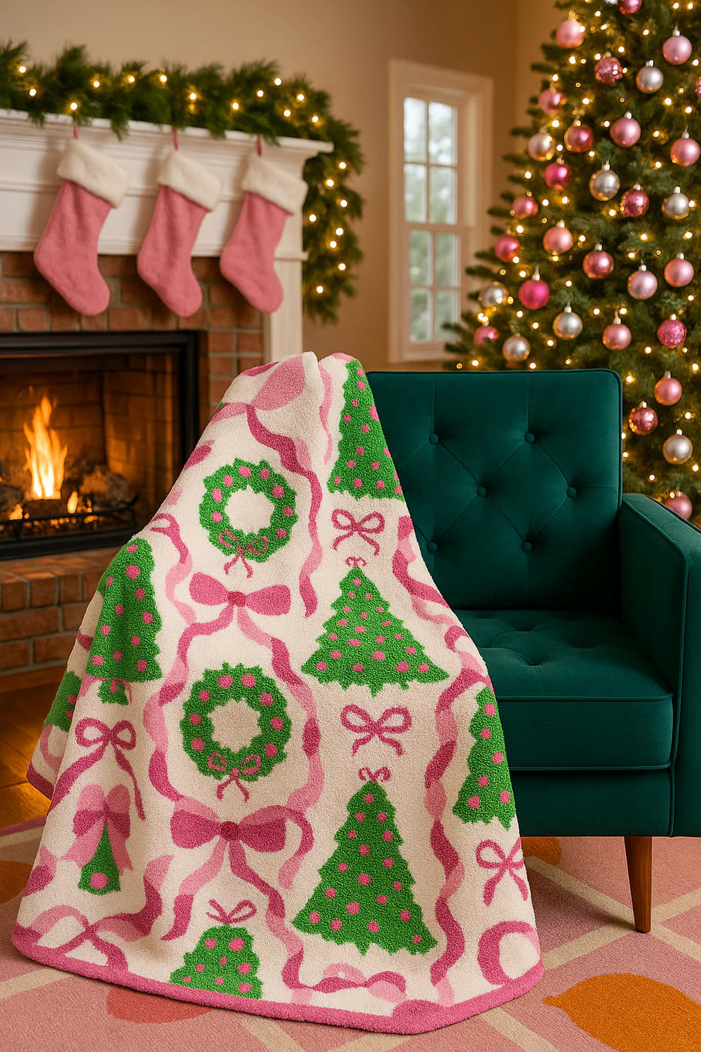Luxe Holiday Wreath Blanket ( PREORDER)