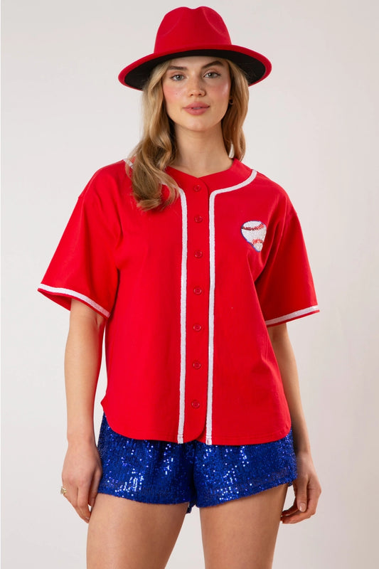 Baseball Jersey Top (PREORDER) RED