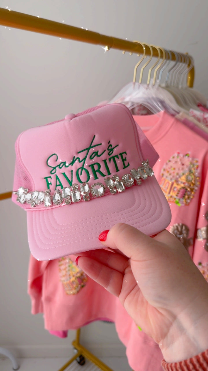 Santas Favorite Jeweled Hat LIGHT PINK (ships 2-3 weeks)