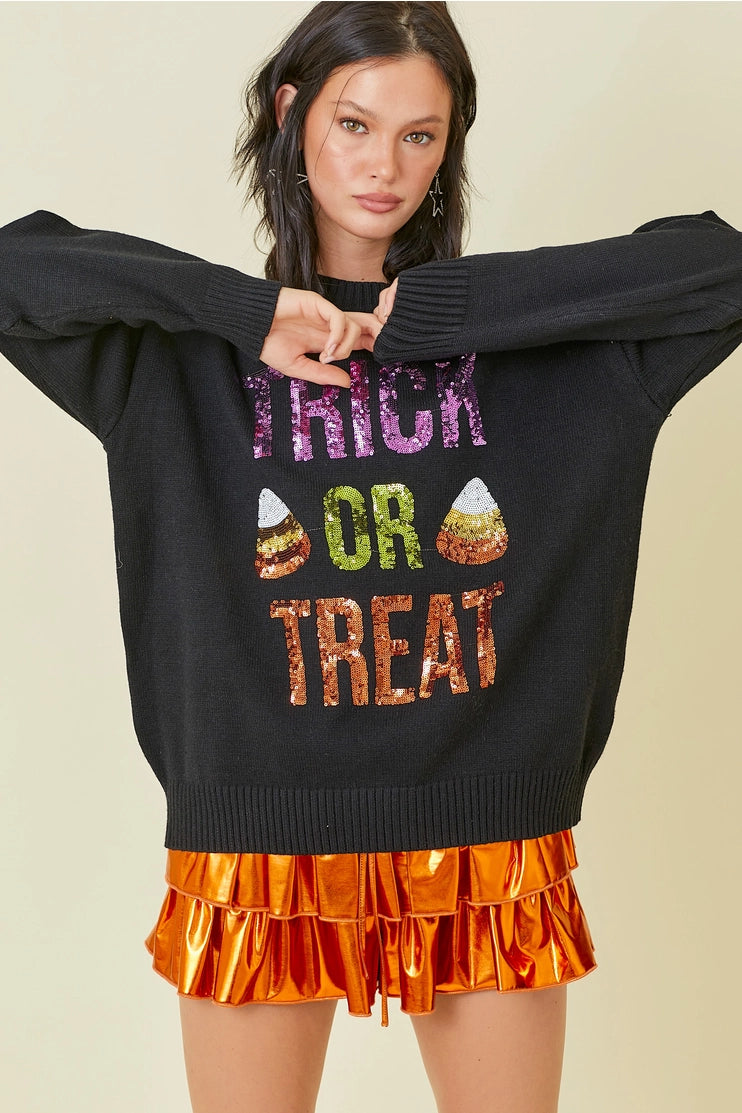 Trick Or Treat Sequin Top (preorder)