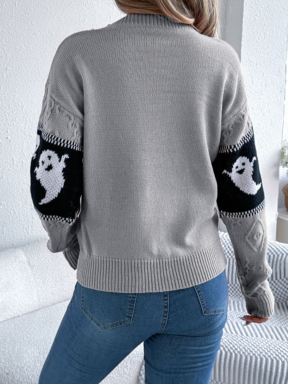 Ghost Round Neck Long Sleeve Sweater ships 2-3 weeks