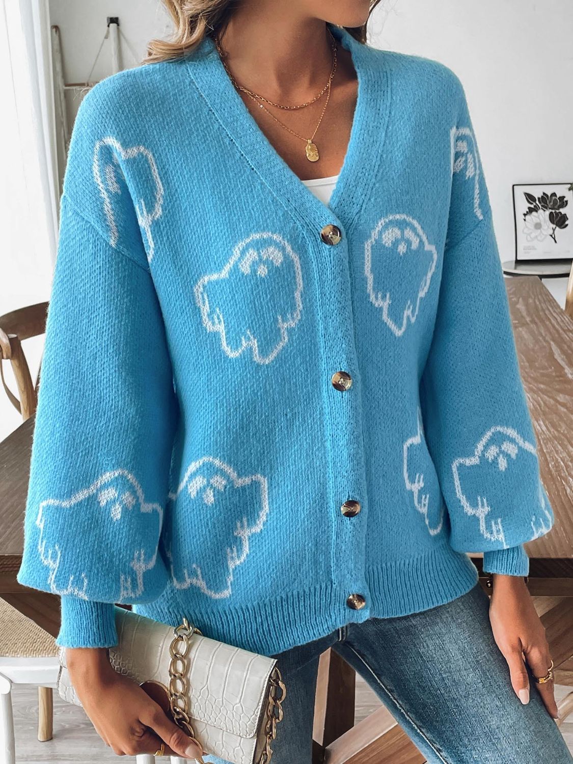 V-Neck Dropped Shoulder Cardigan ships 2 weeks 3 colors