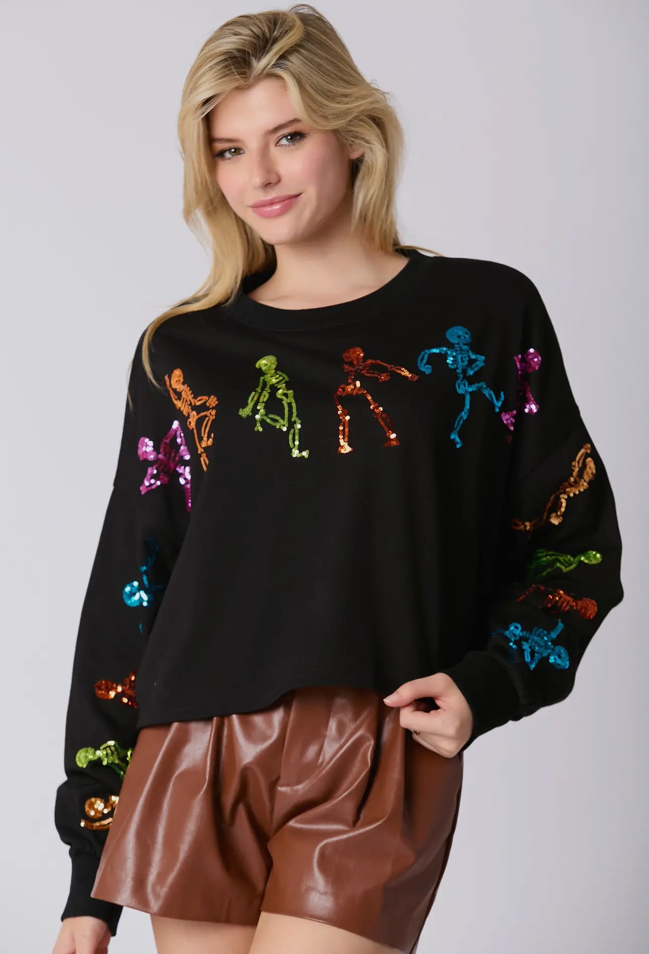 Multicolor dancing skeleton top BLACK PREORDER