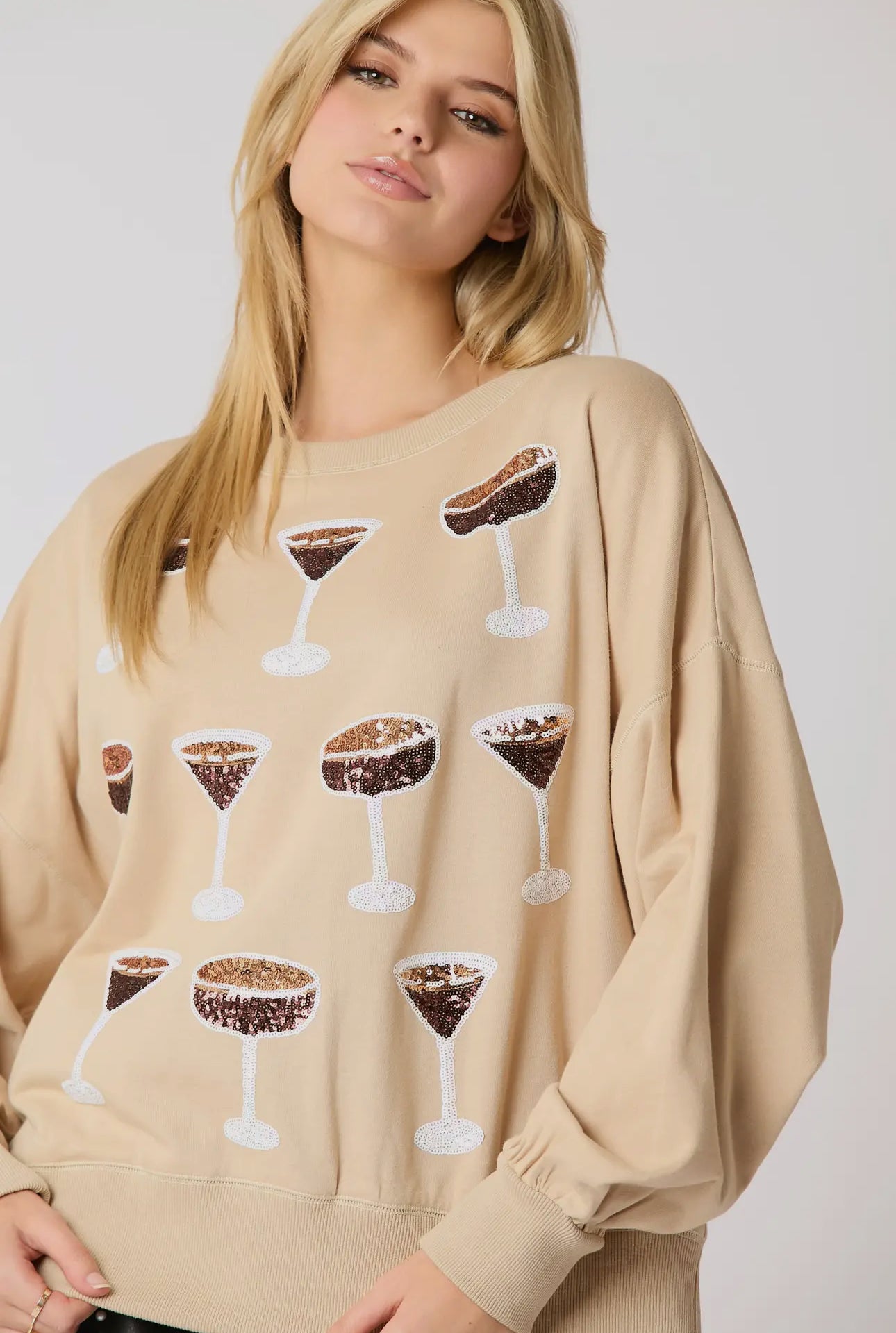 Espresso martini sequin pullover