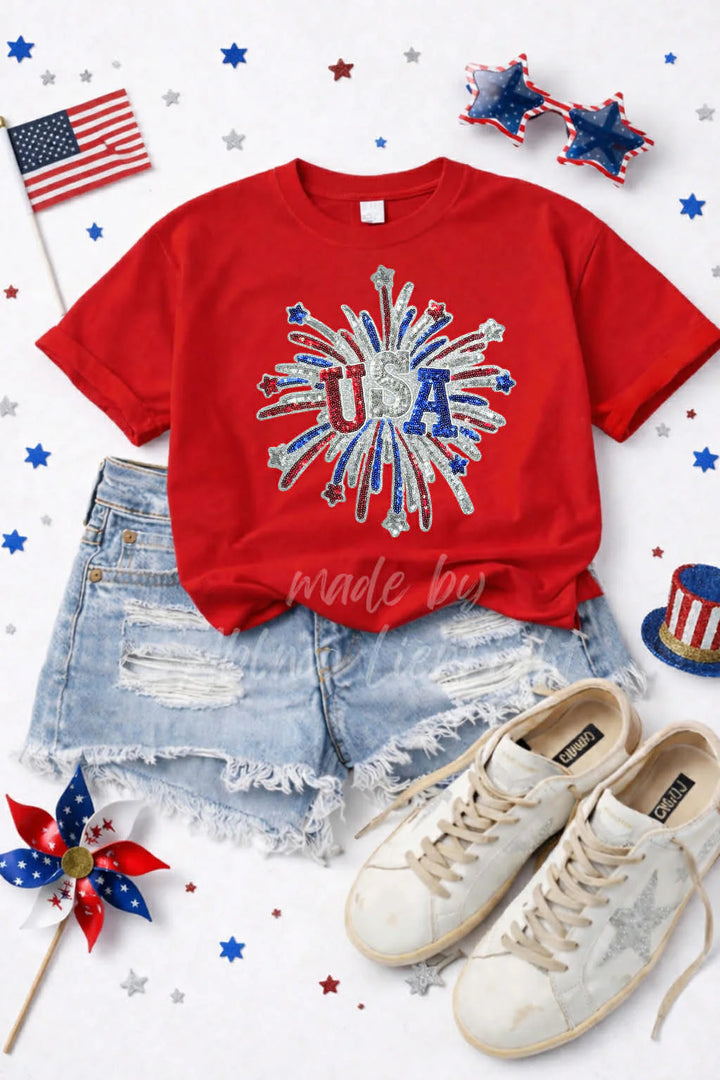 USA FIREWORK RED COMFORT COLOR TSHIRT (ships 2 weeks)