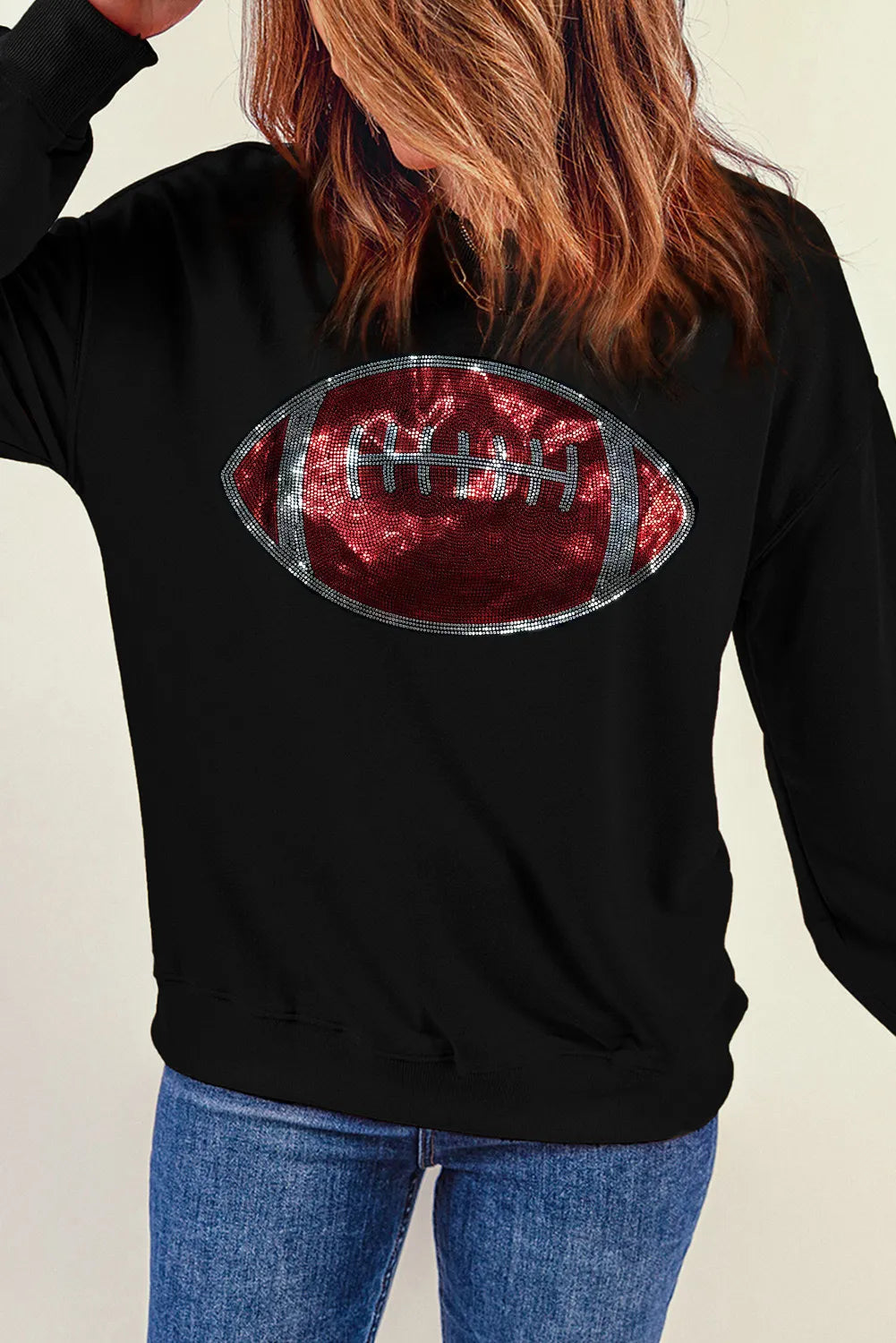 Sequin Football Long Sleeve Sweatshirt ships 2-3 weeks