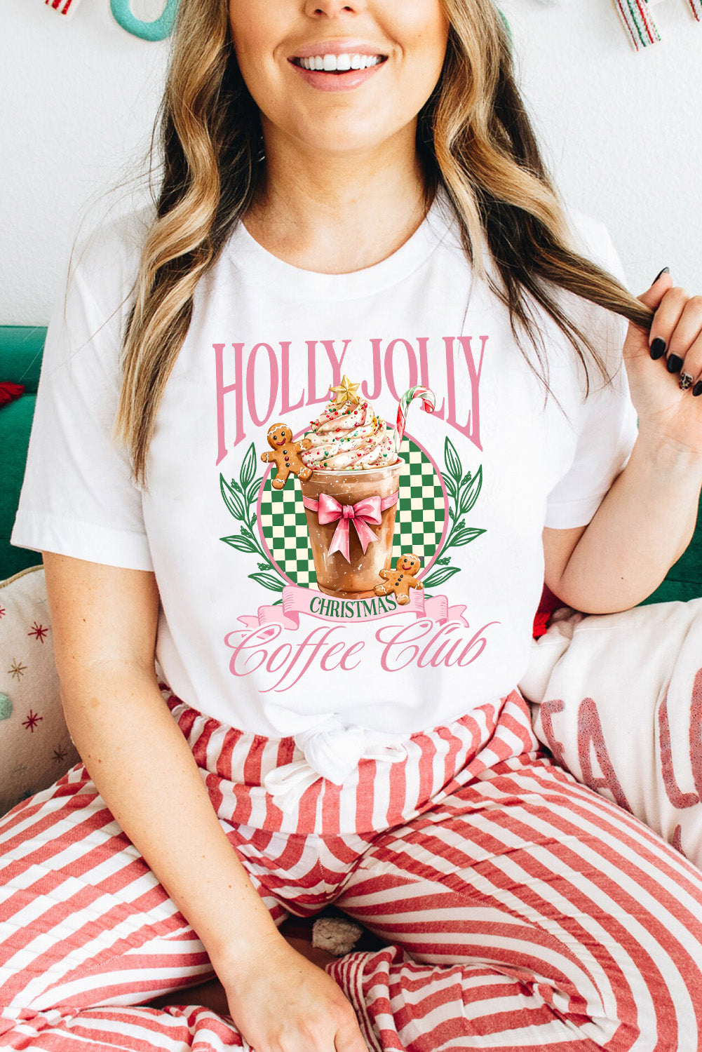 White Holly Jolly Christmas Coffee Club Graphic Tee (ships 2-3 weeks)