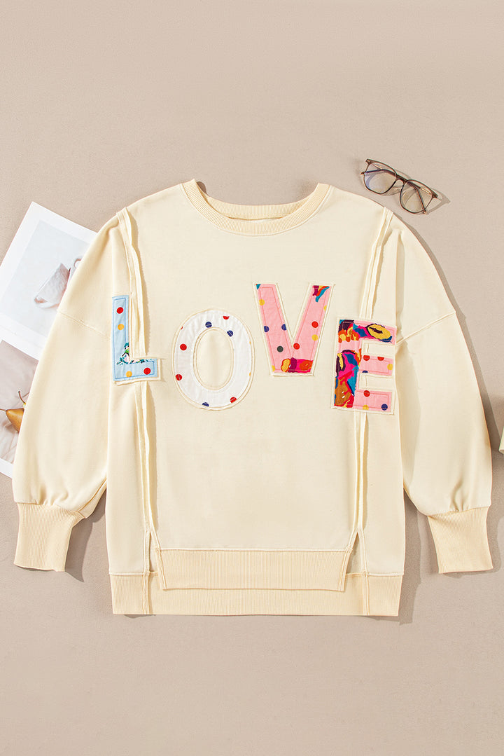 LOVE Patch Round Neck Sweater (ships 1-2 weeks)