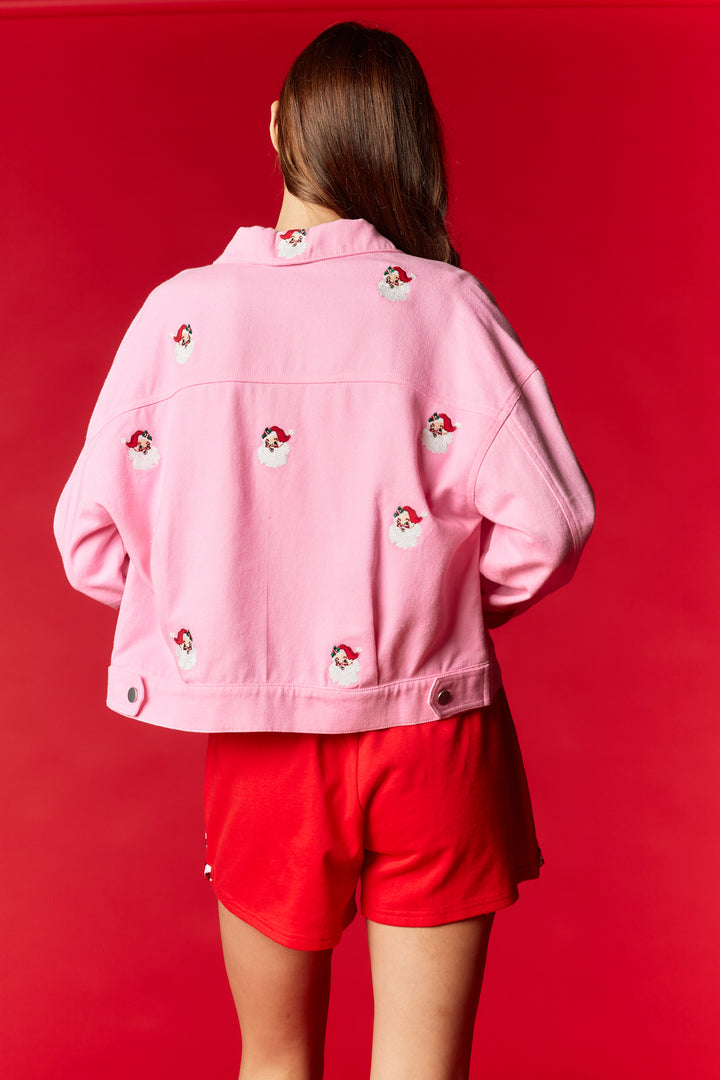 Embroidered Pink & Red Santa Jacket RTS