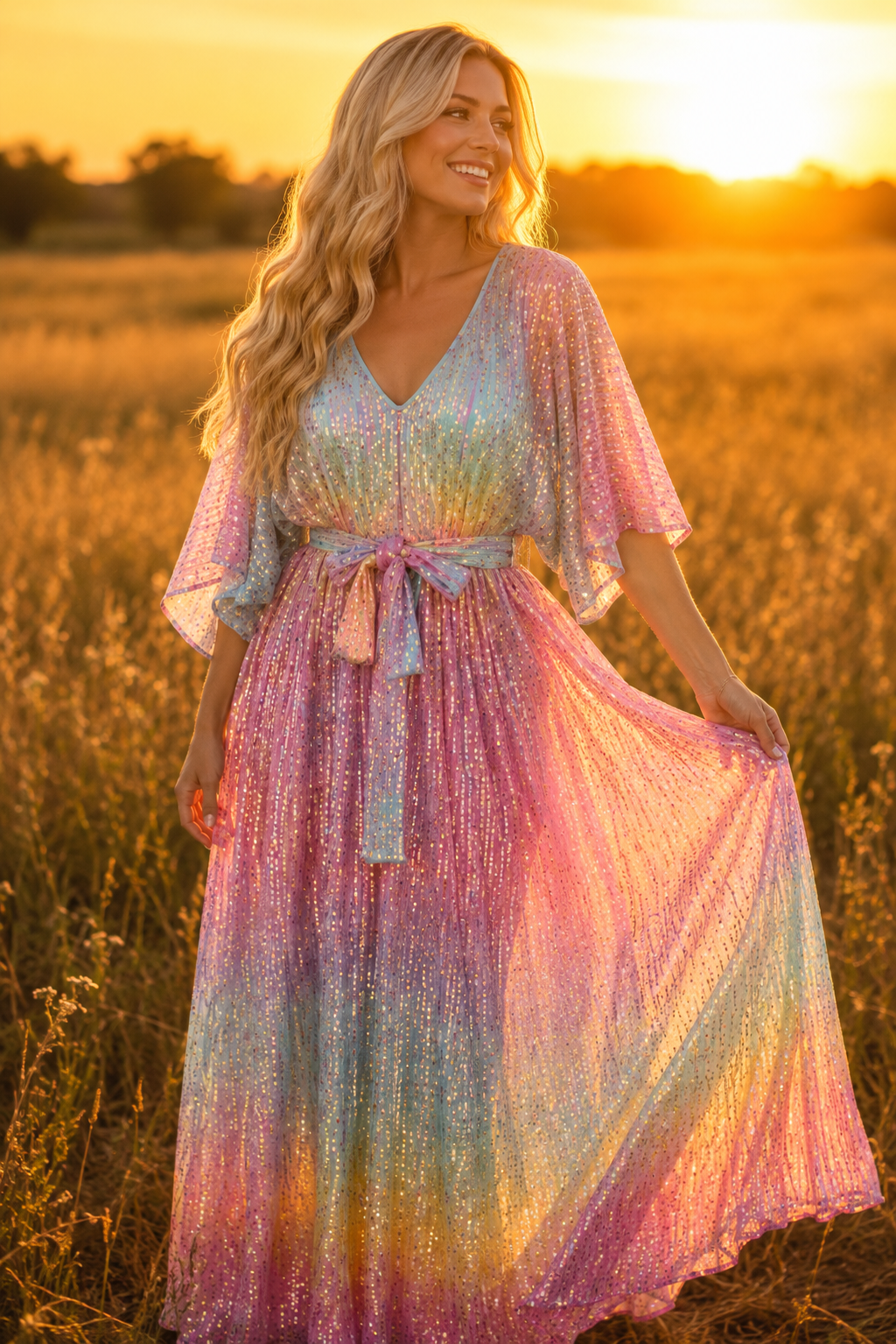 Sequined PASTEL Unicorn Kaftan (PREORDER)