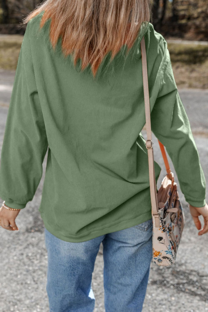 Sequin Lucky Clover Round Neck Long Sleeve Sweatshirt  (ships 2-3 weeks)