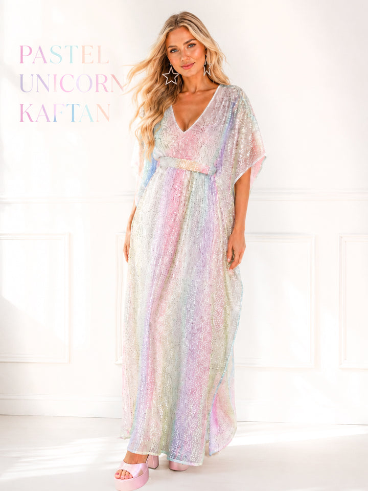 Sequined PASTEL Unicorn Kaftan (PREORDER)