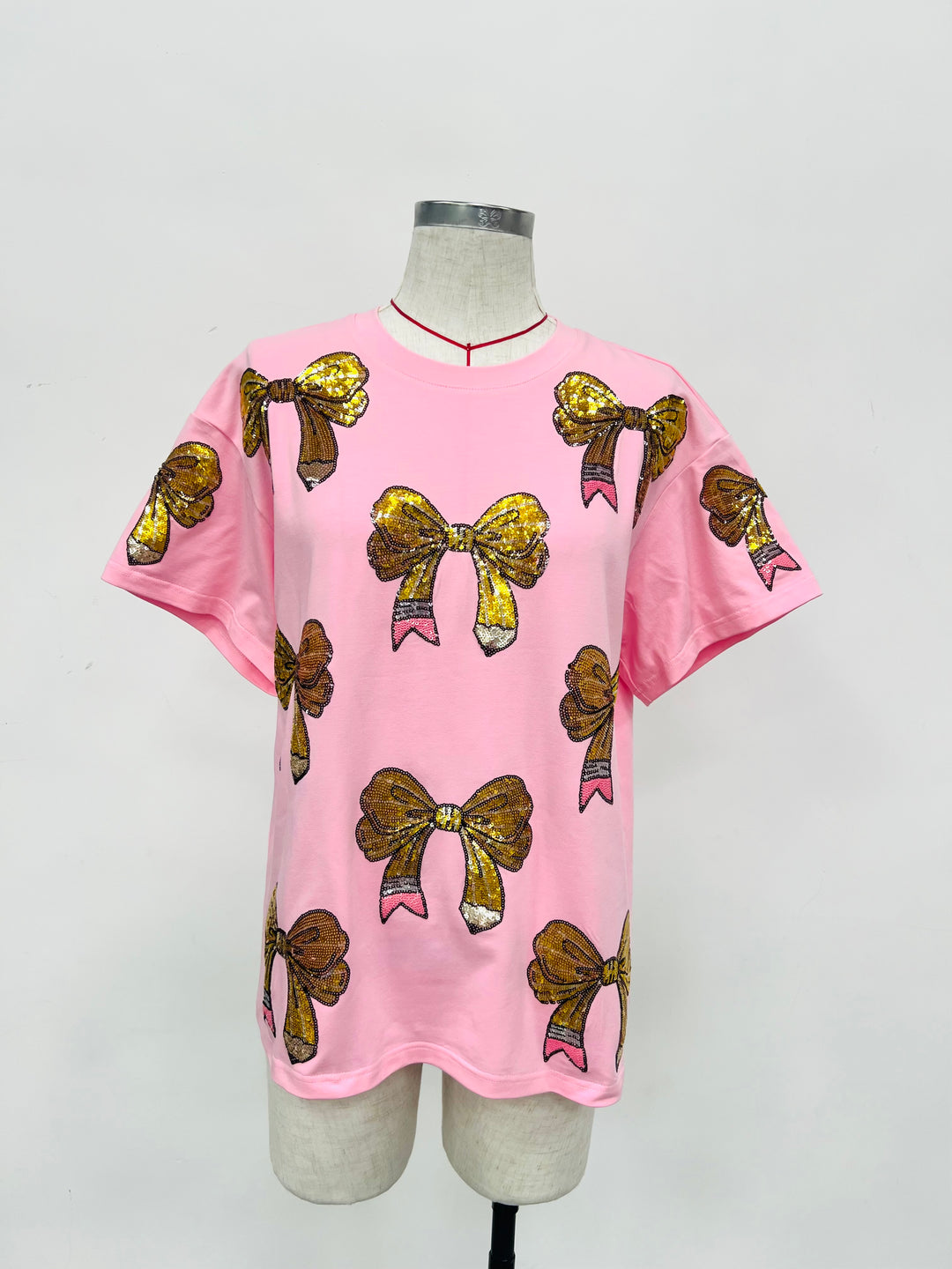 PENCIL & BOWS SEQUINED TSHIRT (PREORDER)