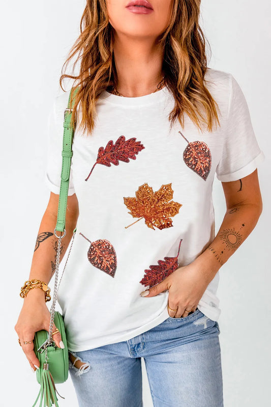 Maple Leaf Round Neck Short Sleeve T-Shirt ships 2-3 weeks