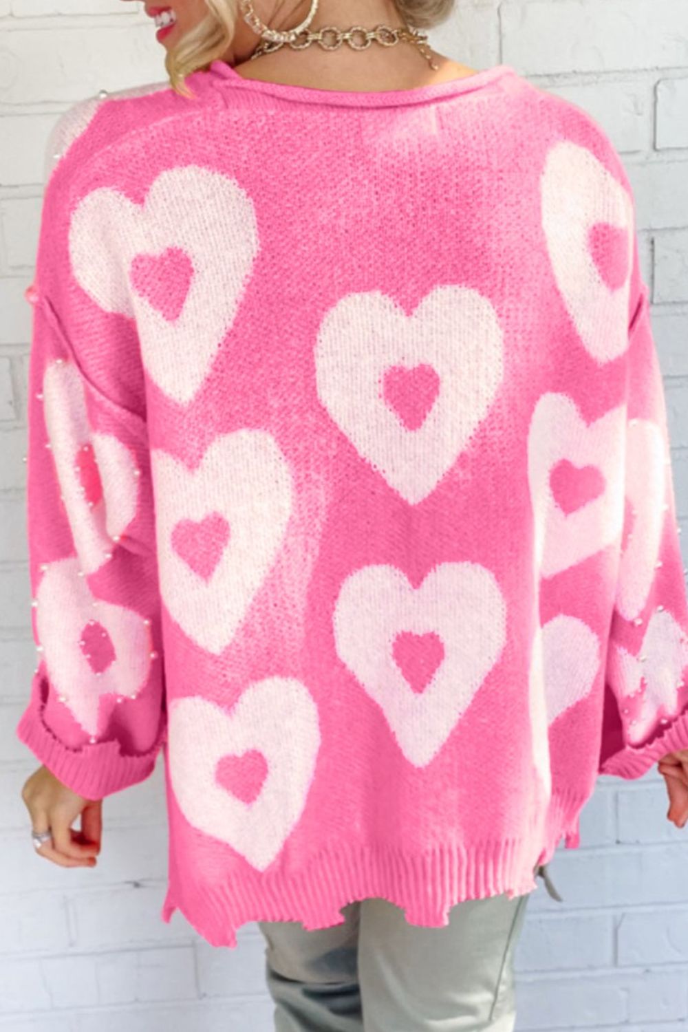 Pearl Pink Heart Sweater (ships 1-2 weeks)