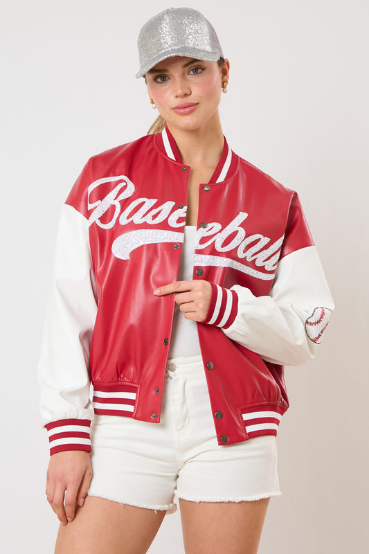 RED sequin Baseball ⚾️ Jacket