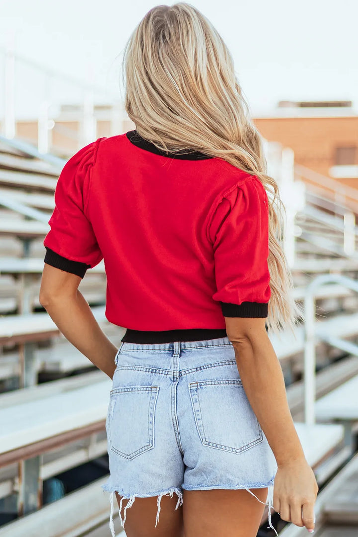 Sequin Football Round Neck Short Sleeve Top (ships 1-2 weeks) 3 Colors