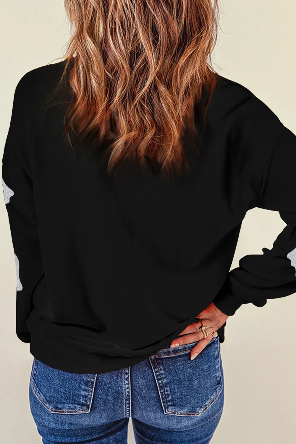 Glitter Round Neck Long Sleeve Sweatshirt ships 2 weeks