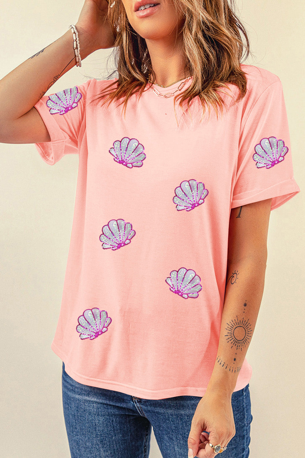 SeaShell Round Neck Short Sleeve T-Shirt ships 2 weeks