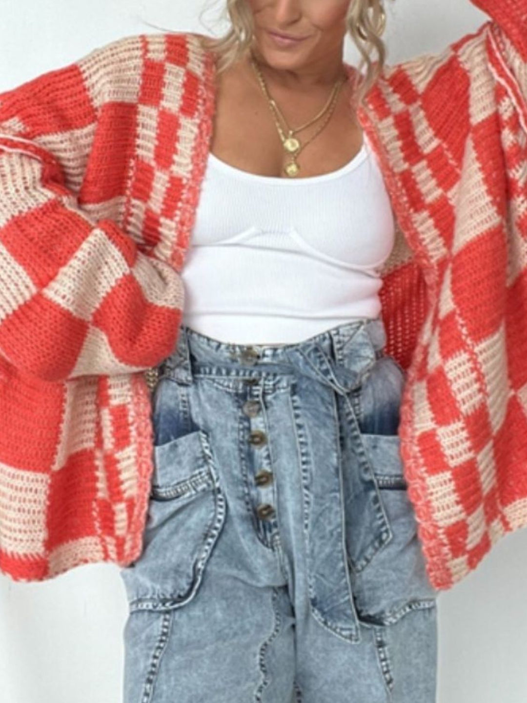 Plaid Open Front Long Sleeve Cardigan (ships 1-2 weeks)