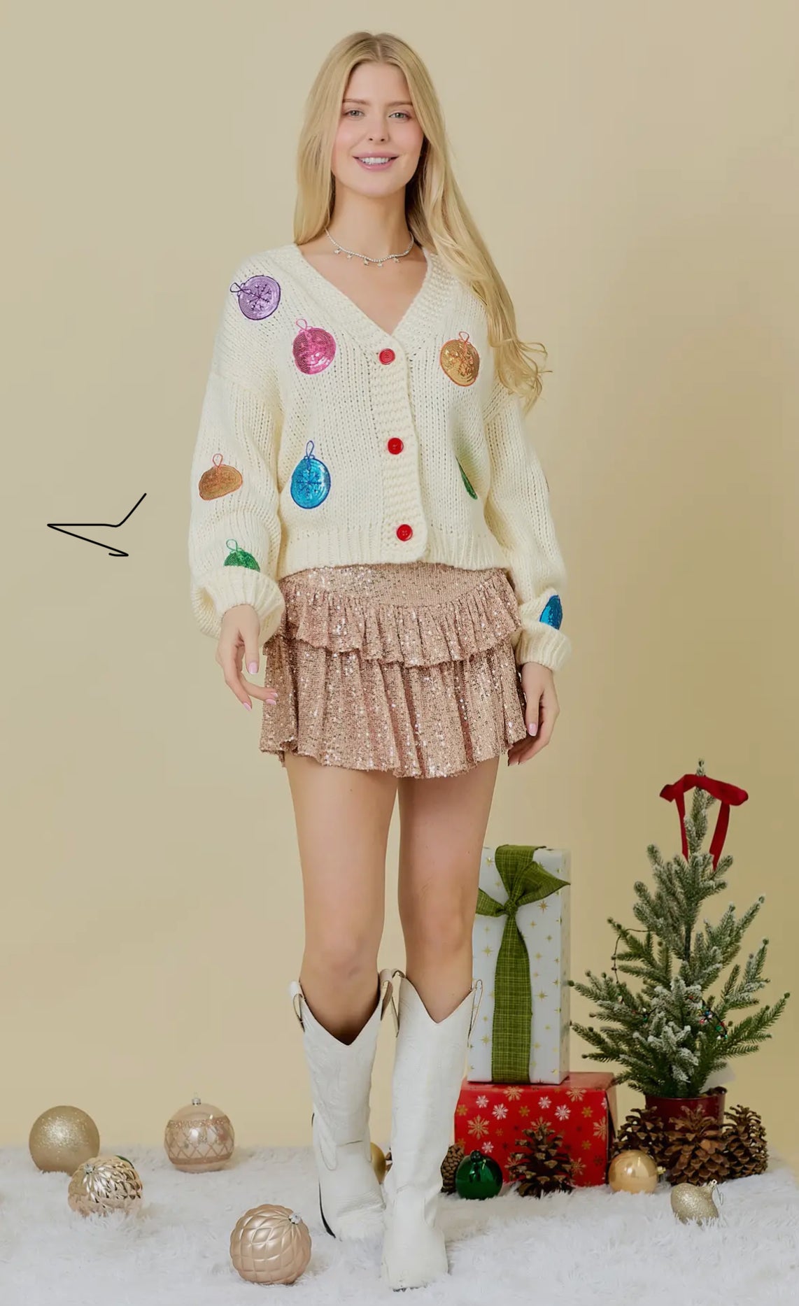 Multicolor Ornament Ivory Cardigan PREORDER