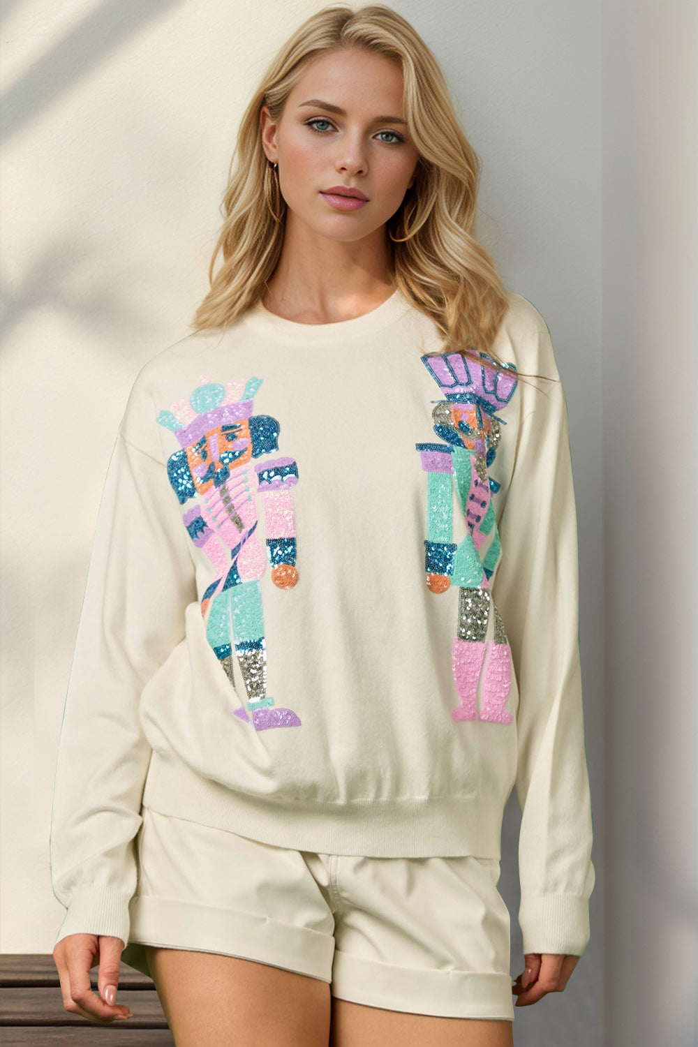 Sequin Nutcracker Long Sleeve Sweater (ships 1 week)