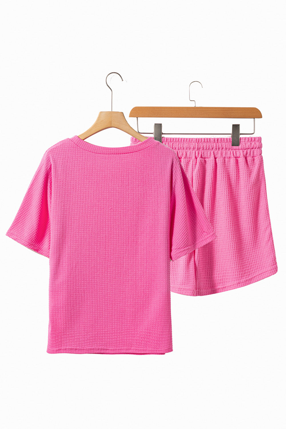 Waffle-Knit Round Neck Top and Shorts Set (2-3 week preorder)