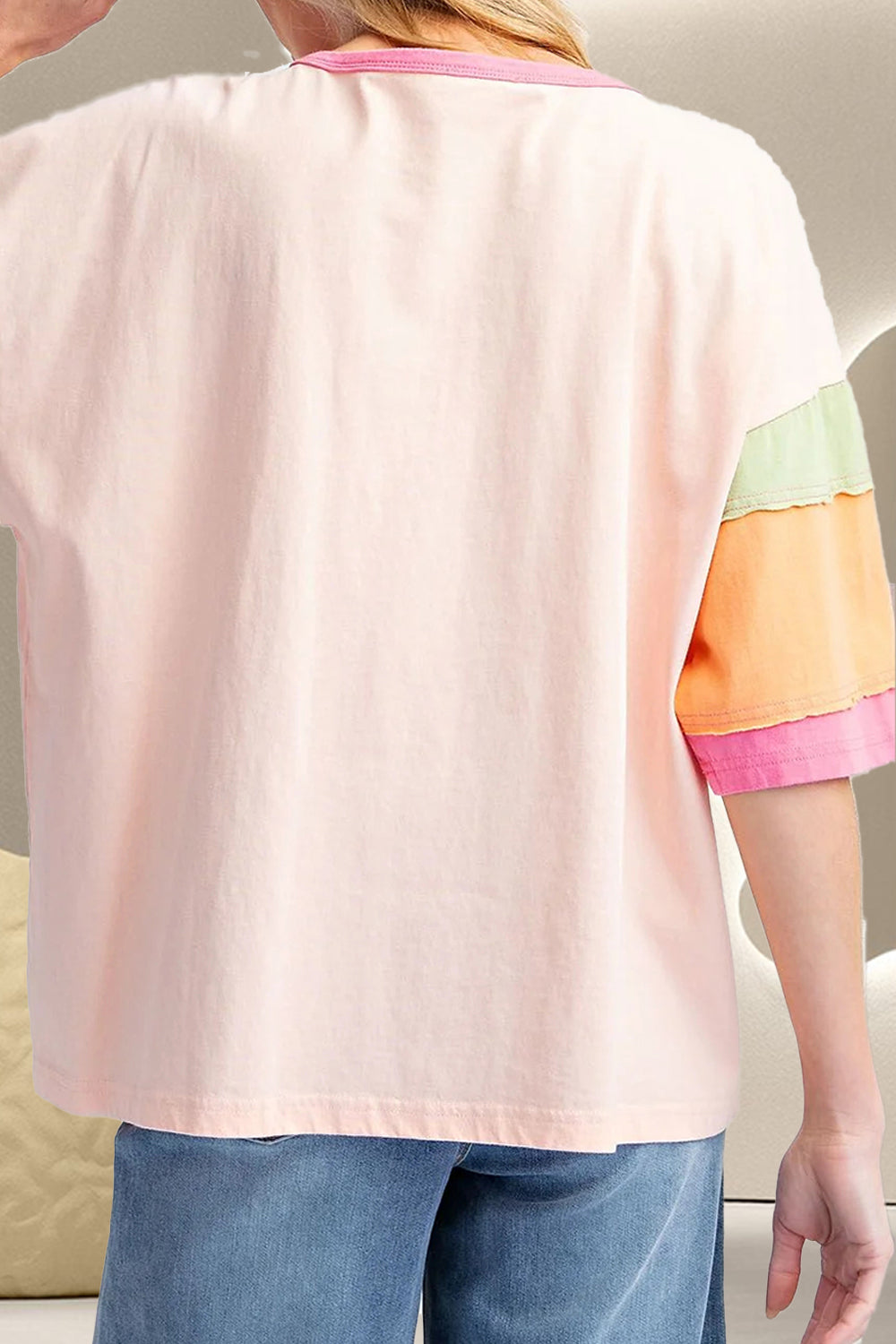 Color Block Round Neck Half Sleeve T-Shirt (ships 1-2 weeks)