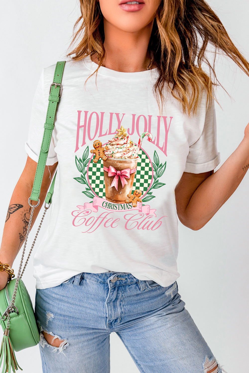 White Holly Jolly Christmas Coffee Club Graphic Tee (ships 2-3 weeks)